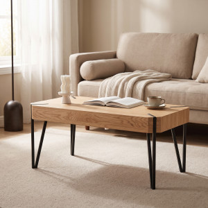 ELIOT modern dohányzóasztal –  tölgy / fekete - 110cm HALMAR