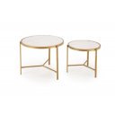 FOSTER modern dohányzóasztal szett – fehér márvány / arany - 63/48cm