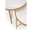 FOSTER modern dohányzóasztal szett – fehér márvány / arany - 63/48cm