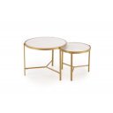 FOSTER modern dohányzóasztal szett – fehér márvány / arany - 63/48cm