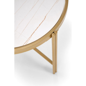 FOSTER modern dohányzóasztal szett – fehér márvány / arany - 63/48cm