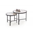FOSTER modern 2 részes dohányzóasztal szett – fehér márvány / fekete - 63/48cm