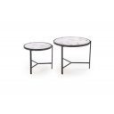 FOSTER modern 2 részes dohányzóasztal szett – fehér márvány / fekete - 63/48cm