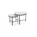 FOSTER modern 2 részes dohányzóasztal szett – fehér márvány / fekete - 63/48cm