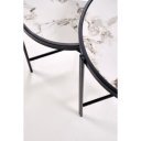 FOSTER modern 2 részes dohányzóasztal szett – fehér márvány / fekete - 63/48cm