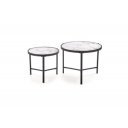 FOSTER modern 2 részes dohányzóasztal szett – fehér márvány / fekete - 63/48cm