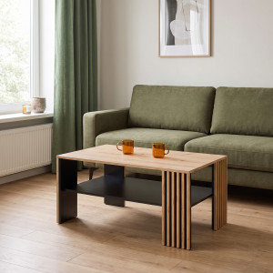 FREMONT modern dohányzóasztal –  tölgy / fekete - 110cm HALMAR