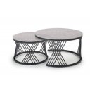FLOREN modern 2 részes dohányzóasztal szett – szürke / fekete -80/60cm