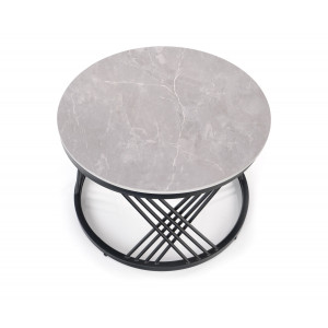 FLOREN modern 2 részes dohányzóasztal szett – szürke / fekete -80/60cm
