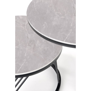 FLOREN modern 2 részes dohányzóasztal szett – szürke / fekete -80/60cm