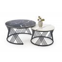 FLOREN modern 2 részes dohányzóasztal szett – fehér / fekete - 80/60cm