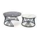 FLOREN modern 2 részes dohányzóasztal szett – fehér / fekete - 80/60cm
