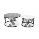 FLOREN modern 2 részes dohányzóasztal szett – fehér / fekete - 80/60cm