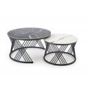 FLOREN modern 2 részes dohányzóasztal szett – fehér / fekete - 80/60cm