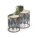 FORREST modern 2 részes dohányzóasztal szett – tölgy/ fekete -40/33cm
