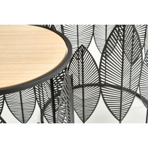 FORREST modern 2 részes dohányzóasztal szett – tölgy/ fekete -40/33cm