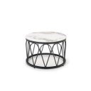 FERNLEY modern 2 részes dohányzóasztal szett – fehér márvány / fekete - 80/60cm