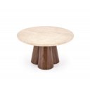 FERRON modern dohányzóasztal – travertin / dió -80cm