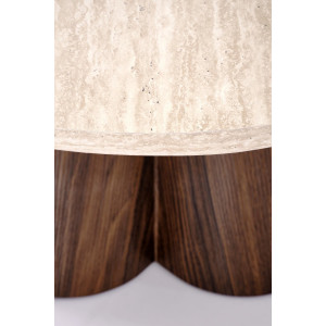 FERRON modern dohányzóasztal – travertin / dió -80cm
