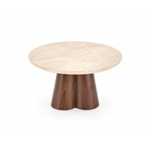 FERRON modern dohányzóasztal – travertin / dió -80cm