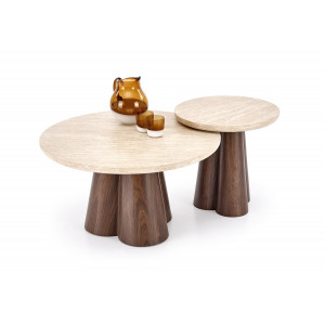 FERRON modern lerakóasztal – travertin / dió - 50cm