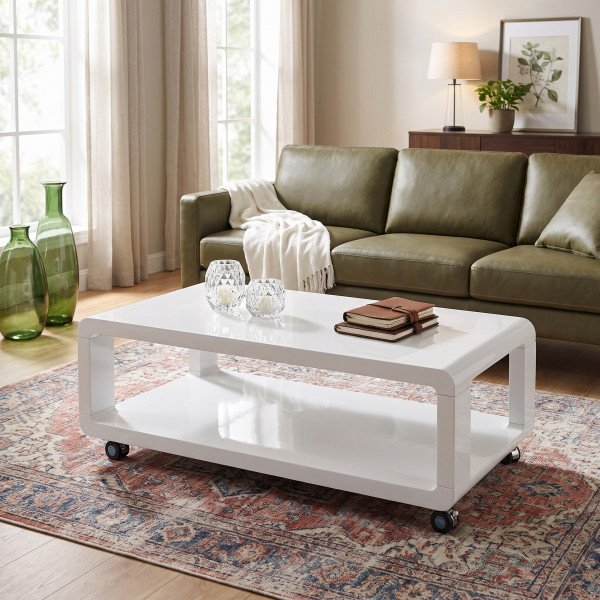 FUSION modern dohányzóasztal – fehér - 105cm