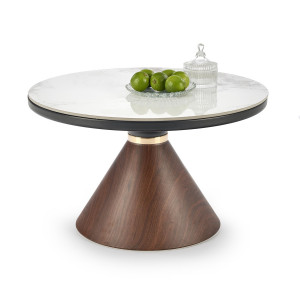 GRAFTON modern dohányzóasztal – márvány / dió  -70cm