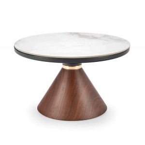 GRAFTON modern dohányzóasztal – márvány / dió  -70cm