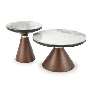 GRAFTON modern dohányzóasztal – márvány / dió  -70cm
