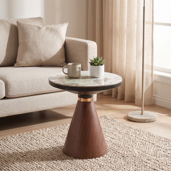 GRAFTON modern lerakóasztal – márvány / dió - 50cm