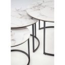 GALLOWAY modern 3 részes dohányzóasztal szett – fehér márvány / fekete - 80/60/45cm