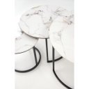 GALLOWAY modern 3 részes dohányzóasztal szett – fehér márvány / fekete - 80/60/45cm