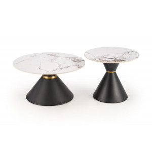 GOLDWIN modern dohányzóasztal – fehér márvány / fekete - 80cm