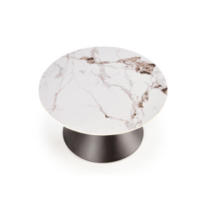 GOLDWIN modern dohányzóasztal – fehér márvány / fekete - 80cm