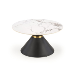 GOLDWIN modern dohányzóasztal – fehér márvány / fekete - 80cm
