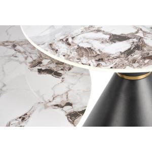 GOLDWIN modern dohányzóasztal – fehér márvány / fekete - 80cm