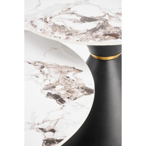GOLDWIN modern dohányzóasztal – fehér márvány / fekete - 80cm
