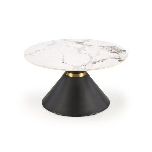 GOLDWIN modern dohányzóasztal – fehér márvány / fekete - 80cm HALMAR