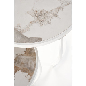 IVERTON modern 2 részes dohányzóasztal szett – bézs márvány / fehér - 62/47cm