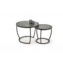 IVERTON modern 2 részes dohányzóasztal szett – zöld márvány / fekete - 62/47cm