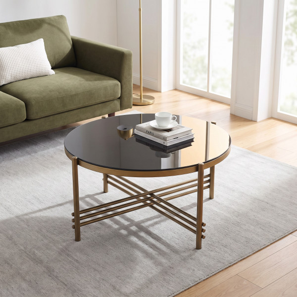 ISLAY modern dohányzóasztal – fekete / arany - 80cm
