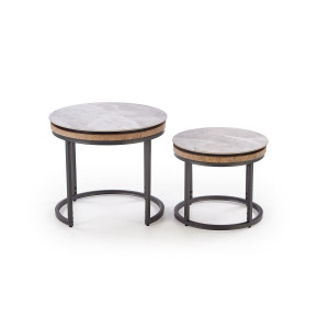 IRELAND modern 2 részes dohányzóasztal szett – szürke márvány / grafit - 54/44cm