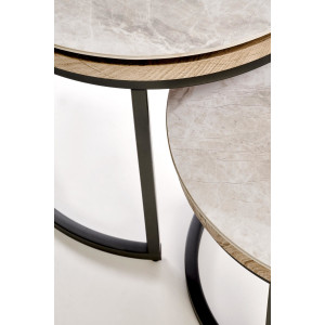 IRELAND modern 2 részes dohányzóasztal szett – szürke márvány / grafit - 54/44cm