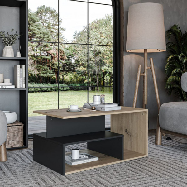 IVORY modern dohányzóasztal –  tölgy / fekete - 90cm