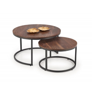 JARVIS modern 2 részes dohányzóasztal szett – dió / fekete - 79/59cm