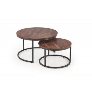 JARVIS modern 2 részes dohányzóasztal szett – dió / fekete - 79/59cm