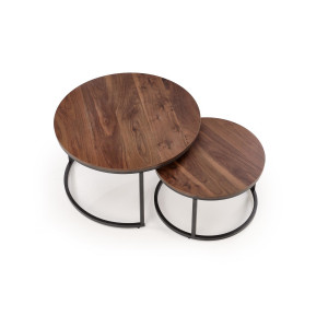 JARVIS modern 2 részes dohányzóasztal szett – dió / fekete - 79/59cm