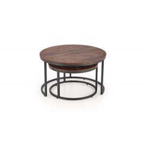 JARVIS modern 2 részes dohányzóasztal szett – dió / fekete - 79/59cm