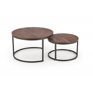 JARVIS modern 2 részes dohányzóasztal szett – dió / fekete - 79/59cm