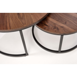 JARVIS modern 2 részes dohányzóasztal szett – dió / fekete - 79/59cm